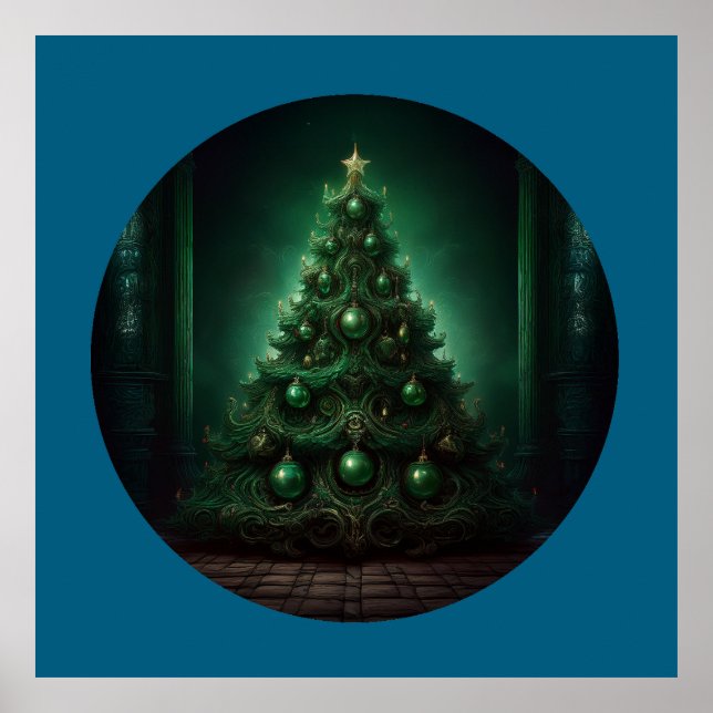 Poster Linda árvore de Natal do estilo barroco (Frente)