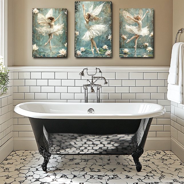 Poster Linda Ballerina Fada Lily Pond White Flowers (Criador carregado)