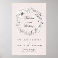 Linda Blush Floral Monograma Descrito Bem-vindo