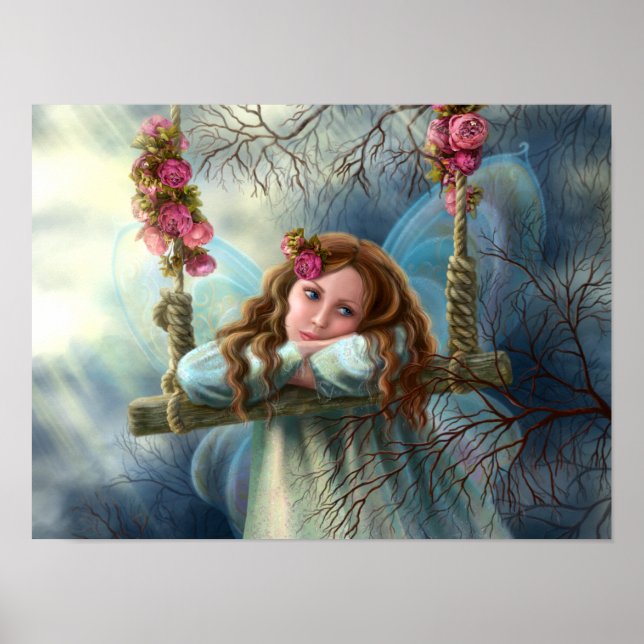 Pôster Linda borboleta fada em balanço. Iluminação (Frente)