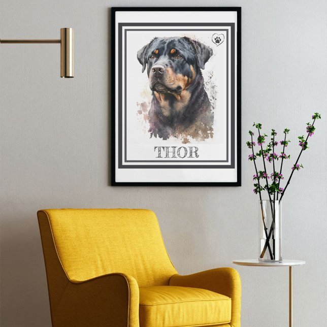 Poster Linda Cão de Água Personalizável (Rottweiler) (Criador carregado)