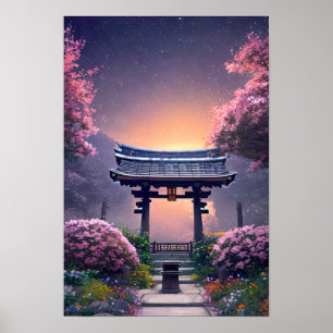 Poster Linda colina ao pôr do sol