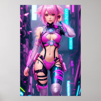 Poster Linda Cyberpunk Mulher