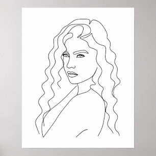 Poster Linda e Minimalista Arte em Linha da Mulher