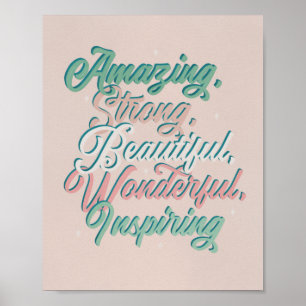 Poster Linda escrita de tipografia 3D Inspiradora