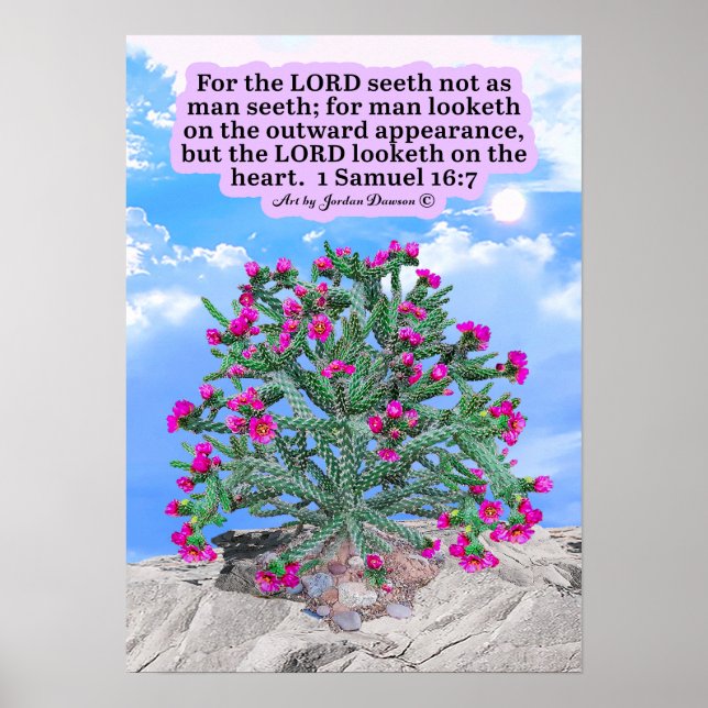 Poster Linda Escritura de Cholla Cactus 1 Samuel 16:7 (Frente)