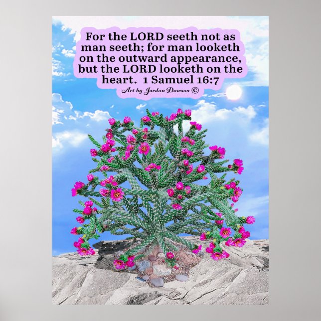 Poster Linda Escritura de Cholla Cactus 1 Samuel 16:7 (Frente)