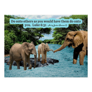 Pôster Linda Escritura de Elefante Luke 6:31