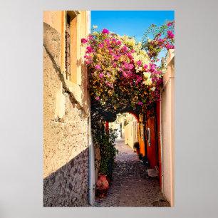 Poster Linda estrada em Santorini, Grécia