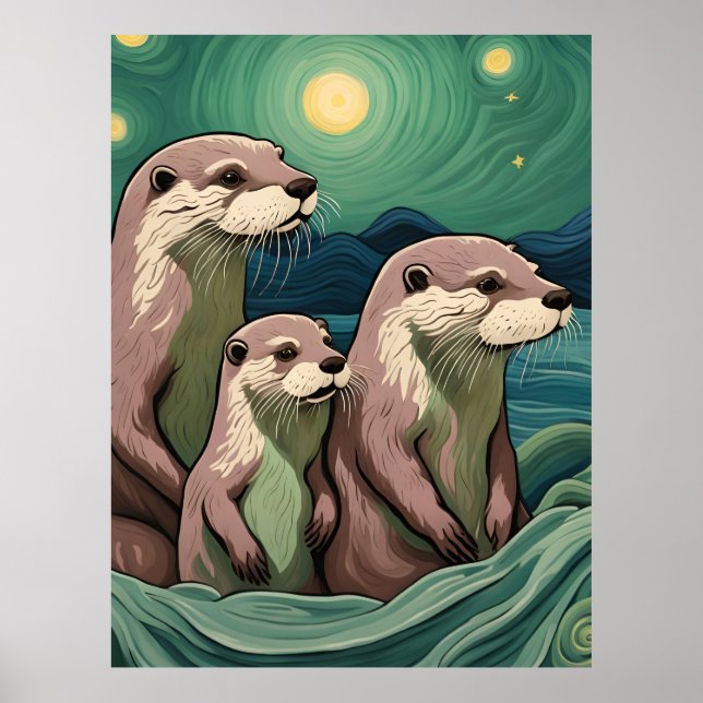 Poster Linda família Otter Van Gogh (Frente)