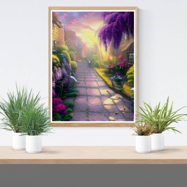 Poster Linda Fantasy Cottage Garden Path (Criador carregado)