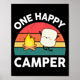 Poster Linda Feliz Acampadora Crianças Menina Marshmallo