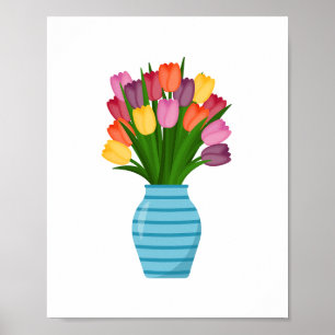 Poster Linda Flor Colorida Vase