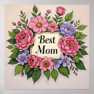 Poster Linda Flor Pinkish Melhor Mãe