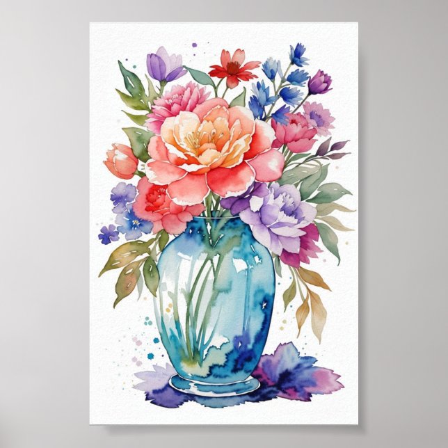 Poster Linda Flower Vase Clipe Art em fundo branco (Frente)