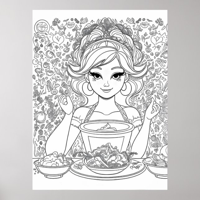 Poster Linda garota com uma tigela (Frente)