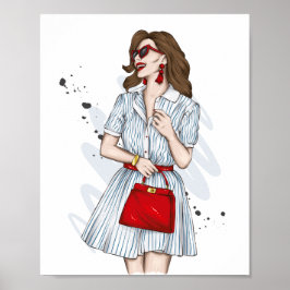 Poster Linda garota em roupas de na moda com moda