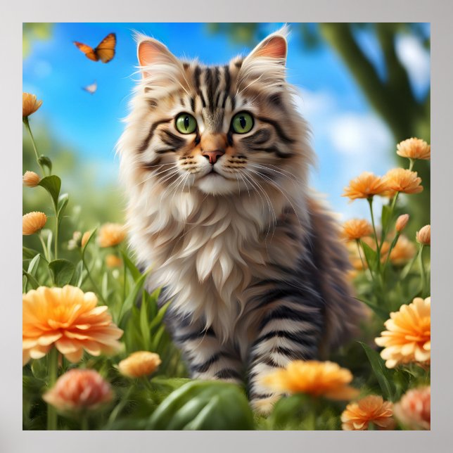 Poster Linda gata de belo jardim (Frente)