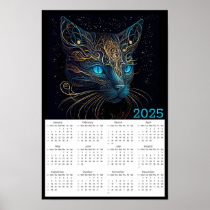 Poster Linda Gato Artístico 2025 Calendário