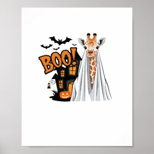 Poster Linda Girafa Boo Divertido Fantasia de Halloween A