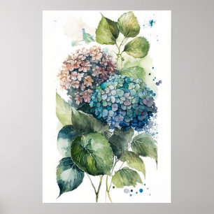 Poster Linda Hydrangeas Watercolor