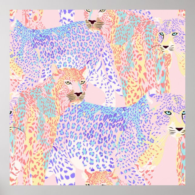 Poster Linda ilustração de padrão sem focas do Leopardo A (Frente)