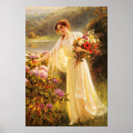 Poster Linda, jovem senhora, flores, por Albert Lynch, Be