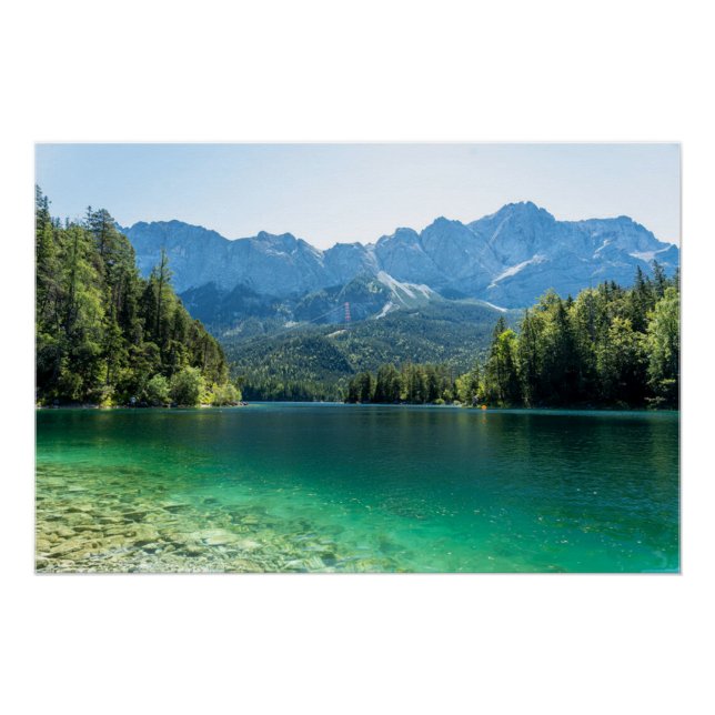 Pôster Linda lagoa Eibsee Alpes da Baviera Alemanha (Frente)