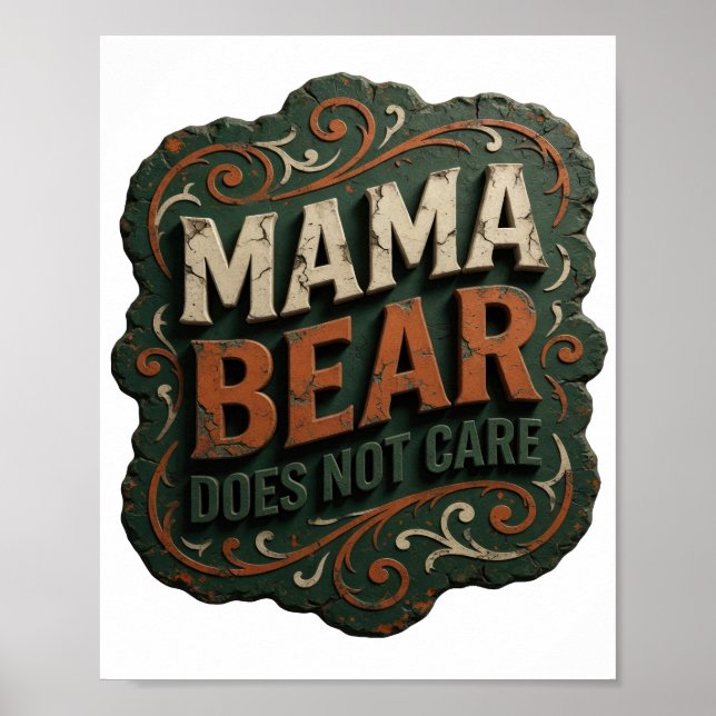 Poster Linda Mamãe Urso Laranja NÃO SE IMPORTA (Frente)