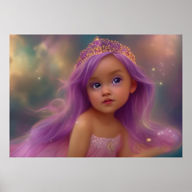Poster Linda menina bebê asas de borboleta roxo rosa (Frente)