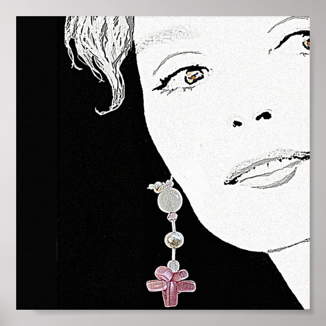 Poster Linda menina encara a ilustração da moda e arte (Frente)