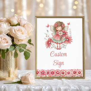 Poster Linda Menina Fada Rubor Floral Aniversário Persona