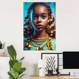 Poster Linda menina negra, História Negra, Patrimônio Mês