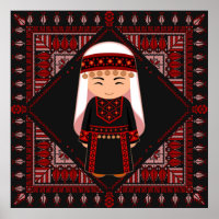 Linda menina palestina Embroiderada tatreez vermel