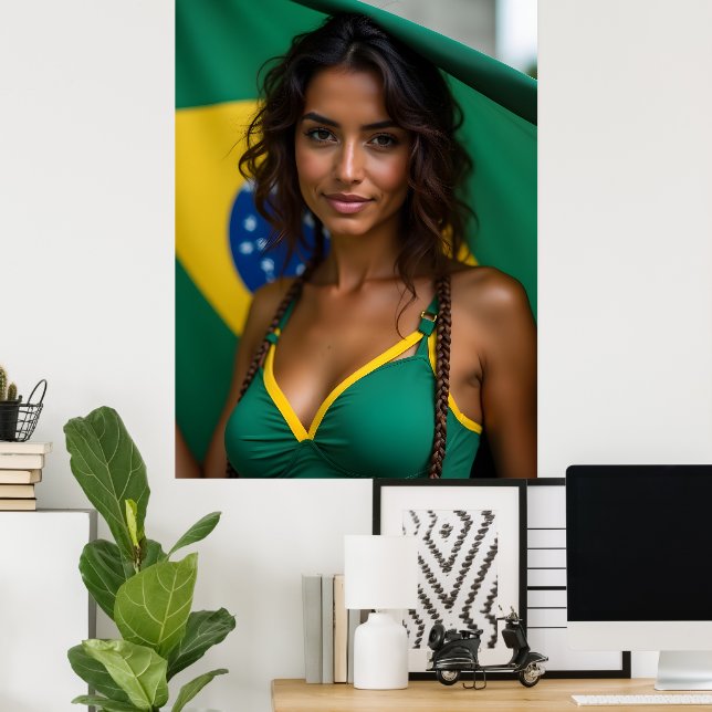 Poster Linda mulher brasileira (Escritório em casa)