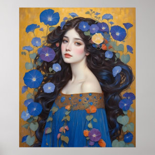 Poster Linda Mulher Com Glórias Da Manhã