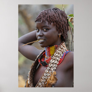 Poster Linda mulher etíope de Omo Valley