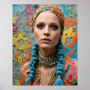 Poster Linda Mulher Hippie
