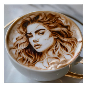 Pôster Linda mulher latte art