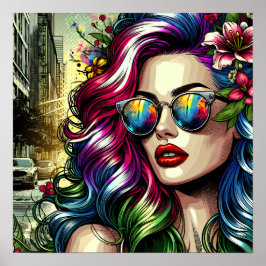 Poster Linda mulher na cidade