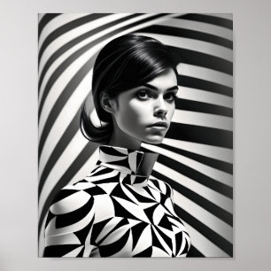 Poster Linda Negra E Branca Art.Retrato