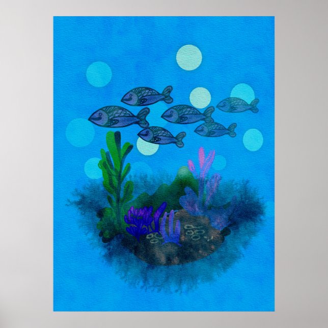 Poster Linda paisagem azul (Frente)