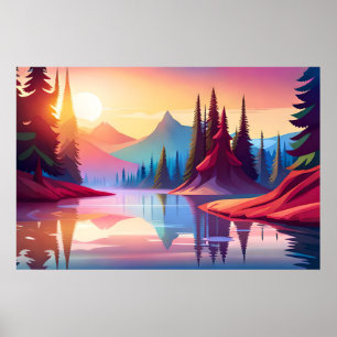 Poster Linda paisagem colorida