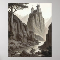 Linda paisagem medieval artística