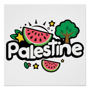 Pôster Linda palavra Palestina cercada pela árvore de mel