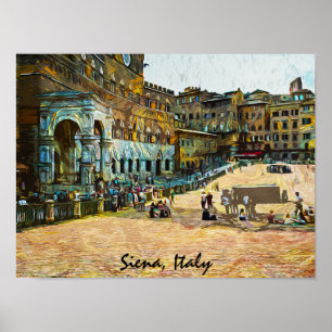 Poster Linda pintura a óleo da cidade de Siena Itália