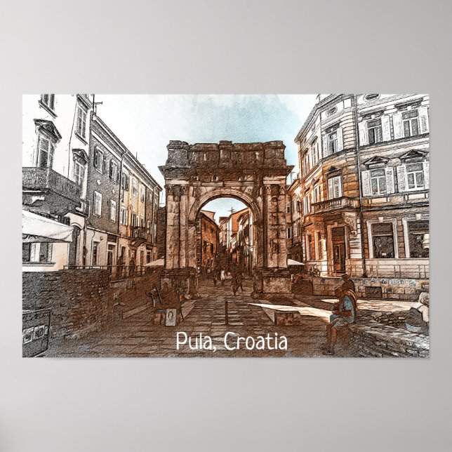 Poster Linda pintura na cidade de Pula Croácia (Frente)