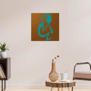 Poster Linda pintura Teal Kokopelli