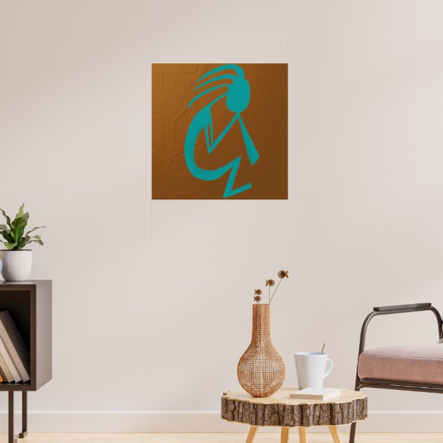 Poster Linda pintura Teal Kokopelli (Sala de Estar 3)