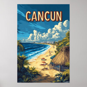 Poster Linda praia de Cancun, Viagem da ilustração do Méx